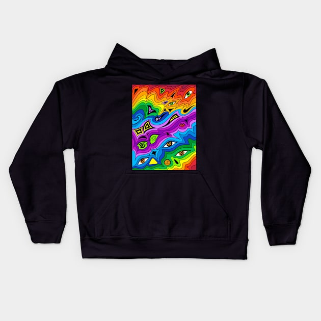 Rainbow Eyes Kids Hoodie by Carrie K—O